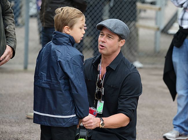 Brad Pitt on the set of the movie with co-star