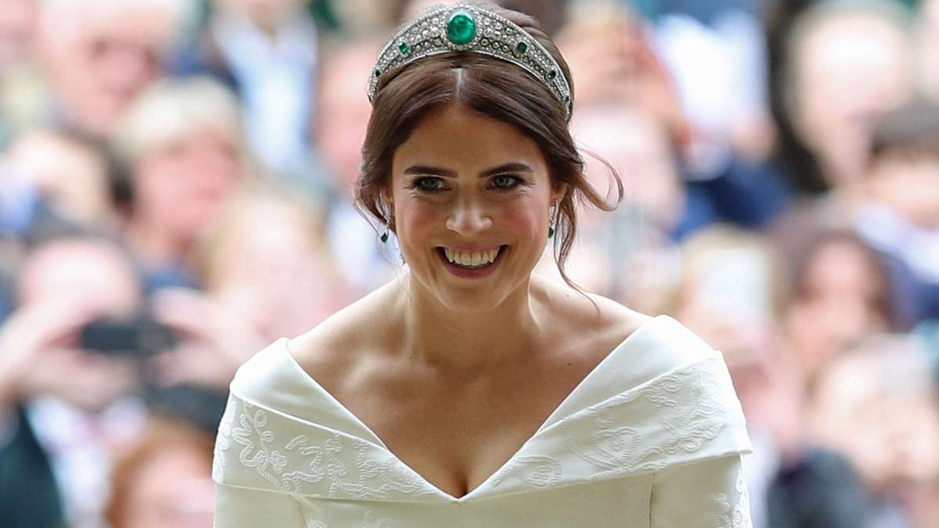 Princess Eugenie's wedding dress designer has created a gown for this celebrity bride