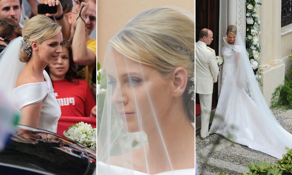 Princess Charlene's shoulder flashing wedding dress took 8,8 ...