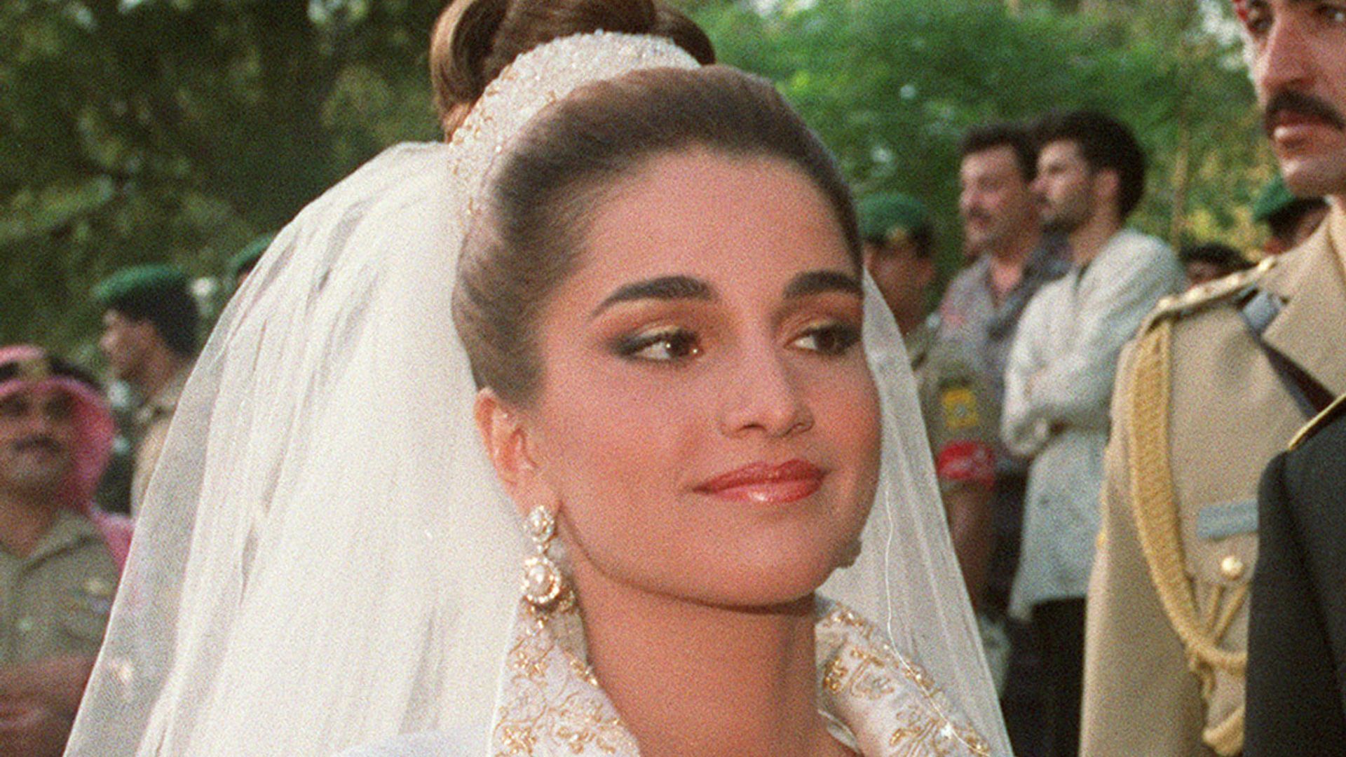 Queen Rania is a golden goddess in rarely-seen second wedding dress