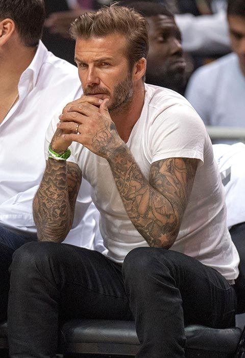 David Beckham goes casual at Miami basketball game ...