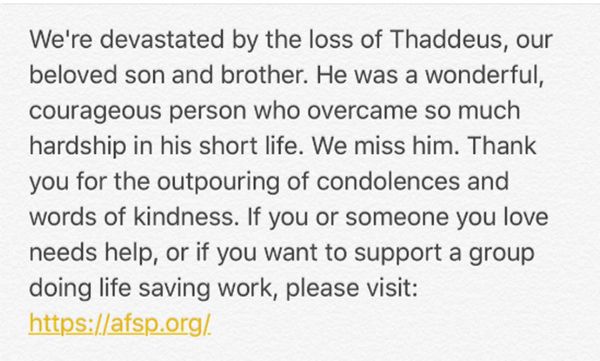 Mia Farrow's Twitter tribute to her son Thaddeus Farrow