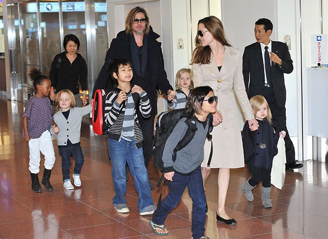 Brad Pitt and Angelina Jolie pictured with their six children