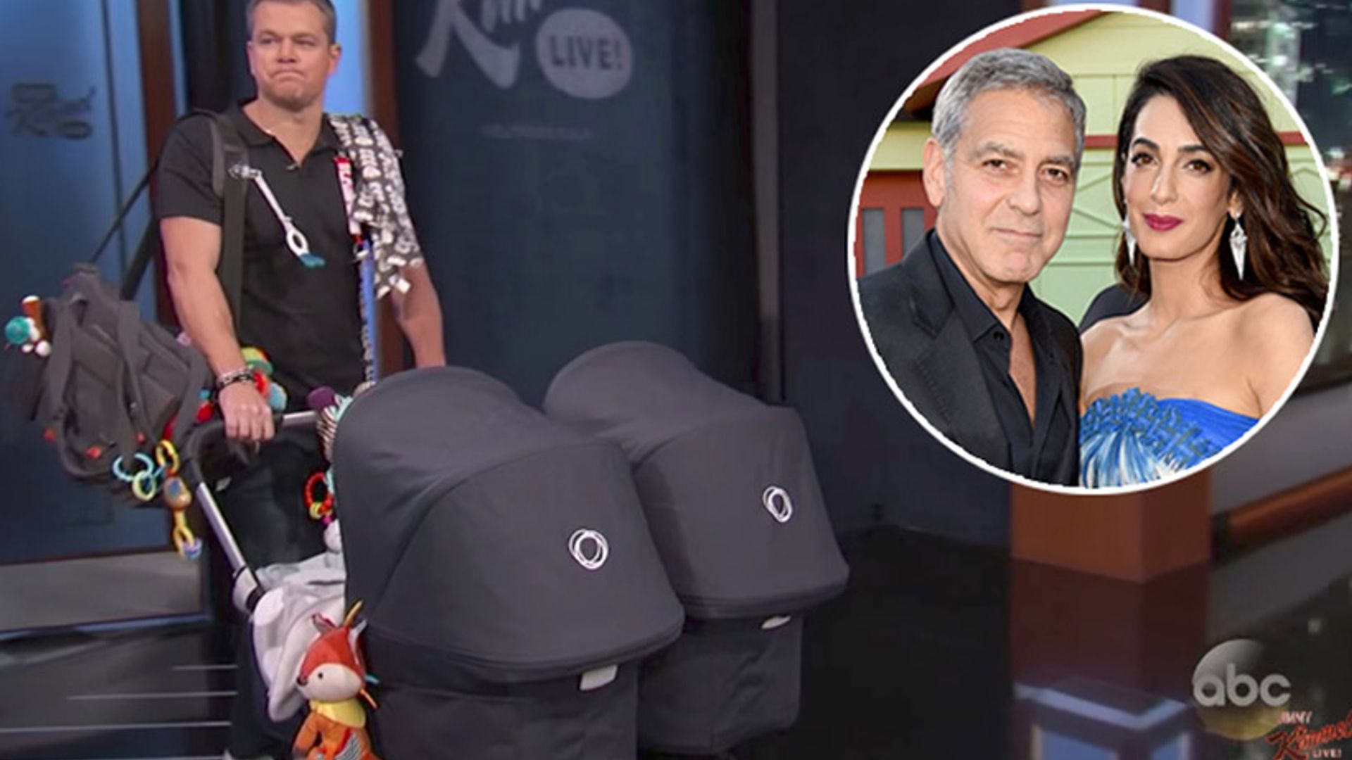 George Clooney's twins make TV debut with their 'manny' Matt Damon