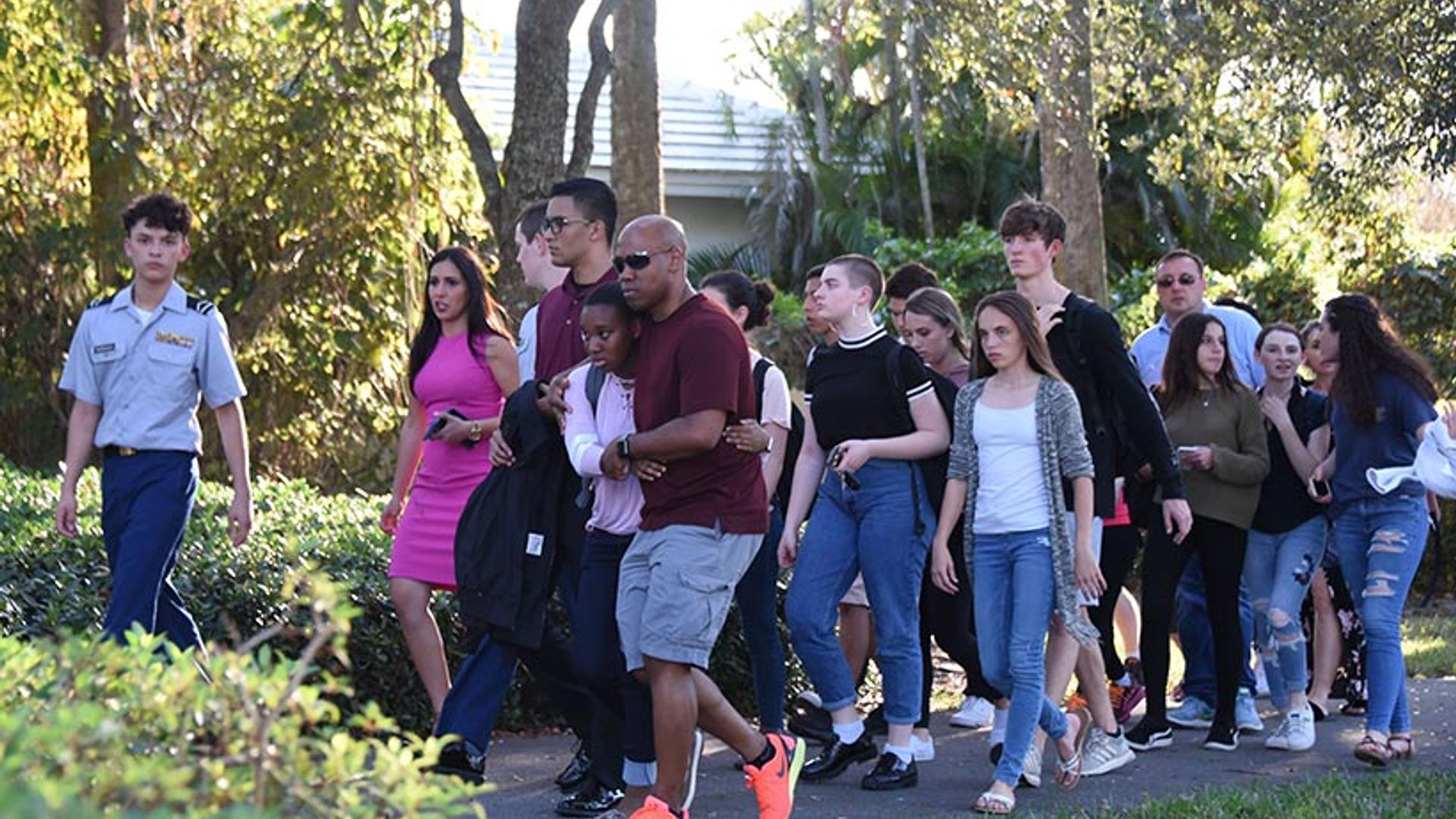 Students leaving Parkland in Florida