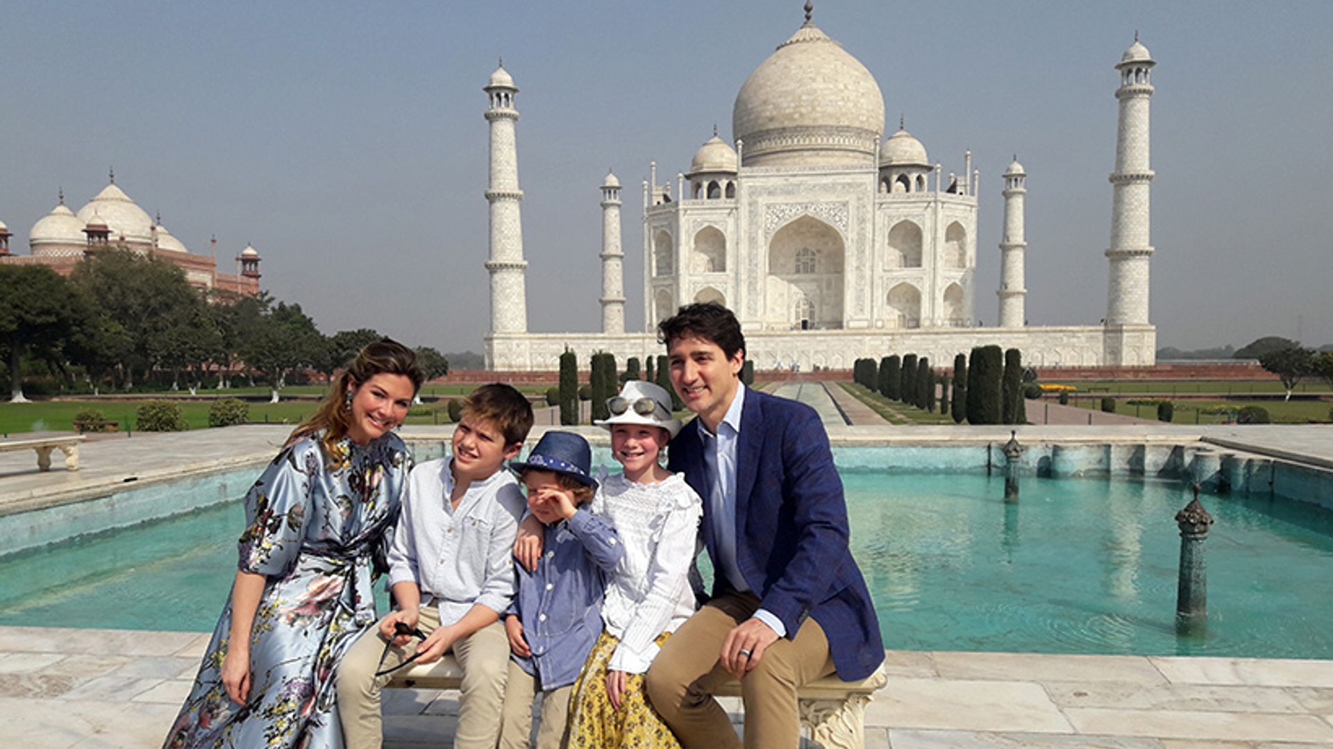 Justin Trudeau and family pose for sweet photos at Taj Mahal