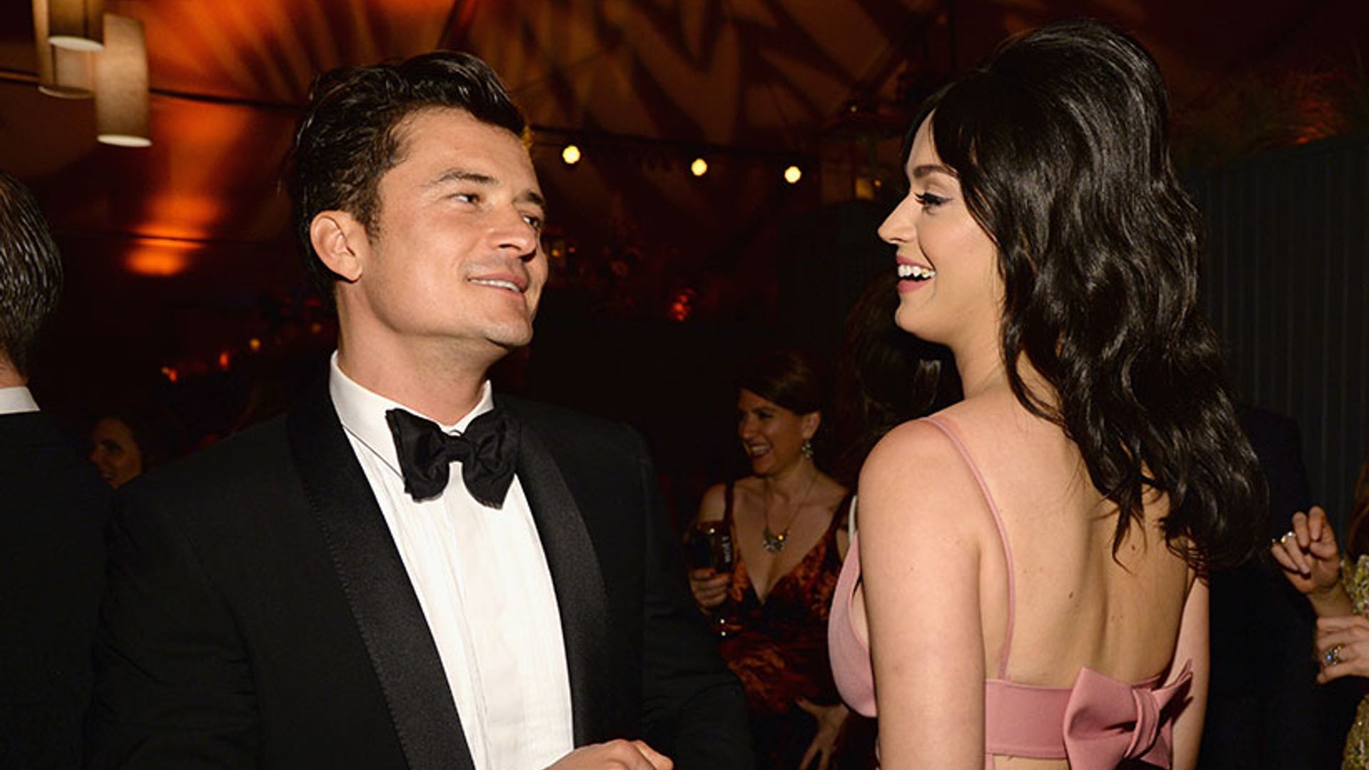 Katy Perry laughing with Orlando Bloom