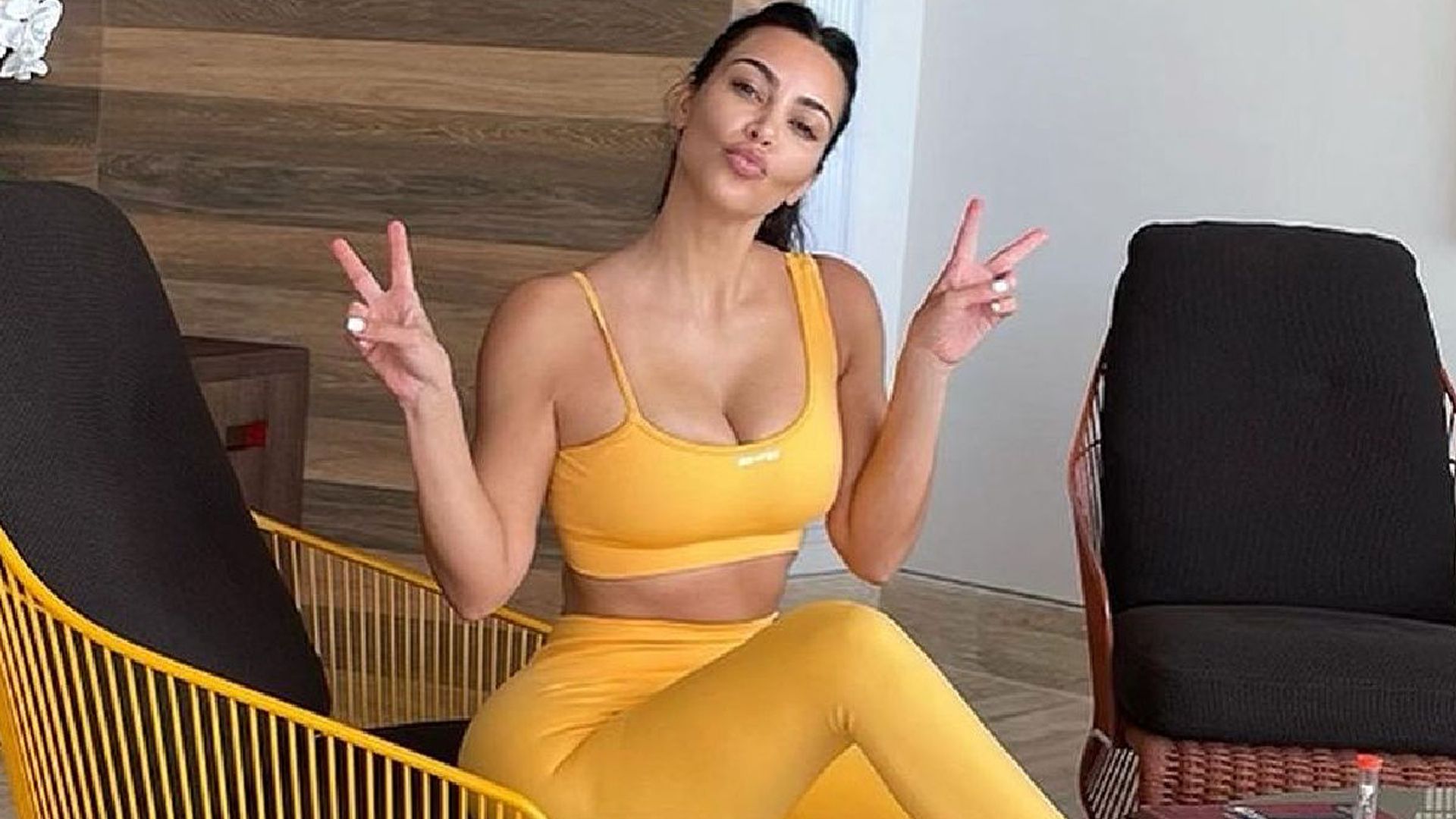 Kim Kardashian shows her curves - and rocks Kanye West's shoes - during Easter workout