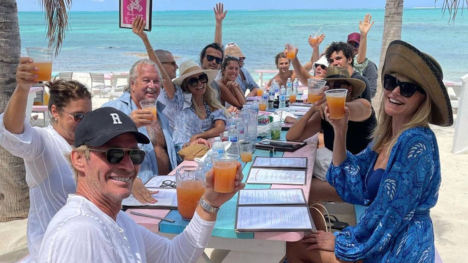 Christie Brinkley forced to defend her large gathering of friends whilst in the Caribbean