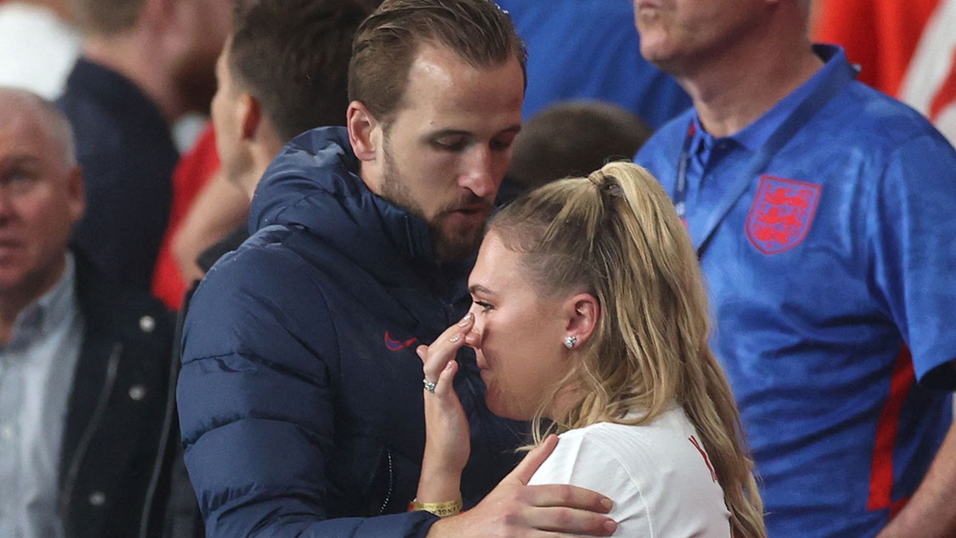 Harry Kane comforts heartbroken wife Katie after she bursts into tears over England's Euro loss
