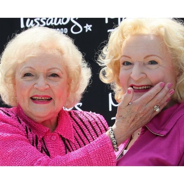 Betty White with her Madame Tussauds wax figure