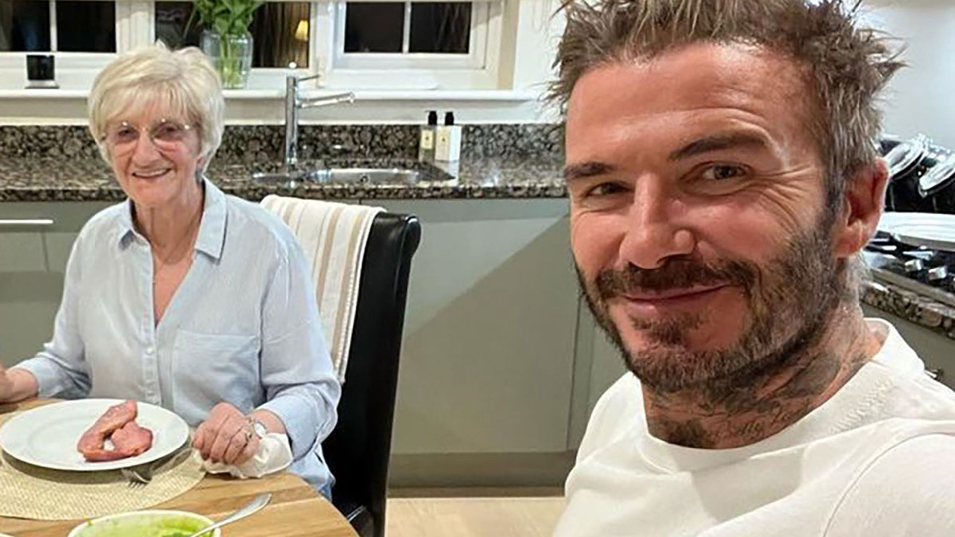 David Beckham shares rare glimpse inside mum Sandra's kitchen during sweet dinner date