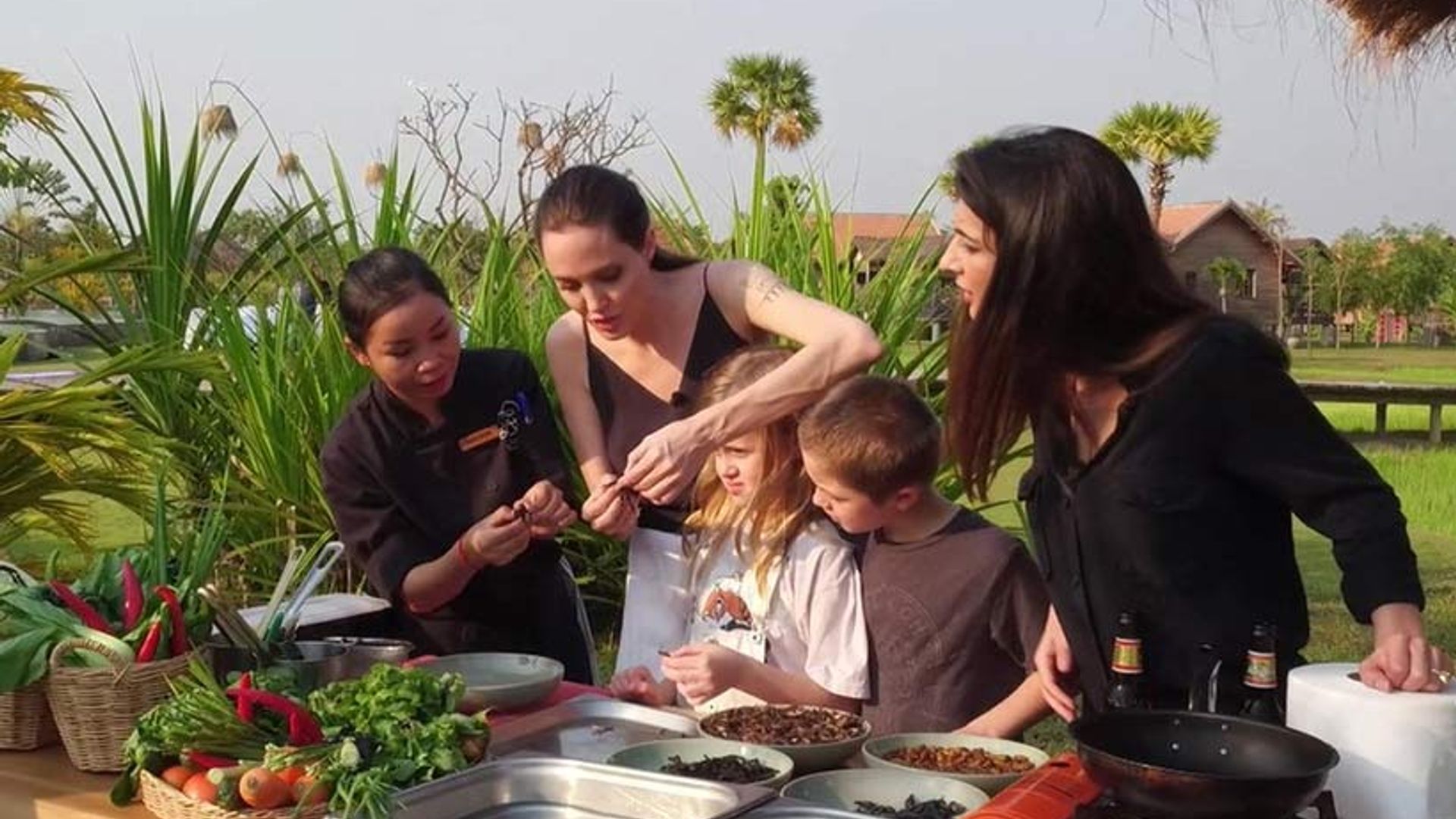 Angelina Jolie and daughter Shiloh eat tarantulas in Cambodia: Watch!