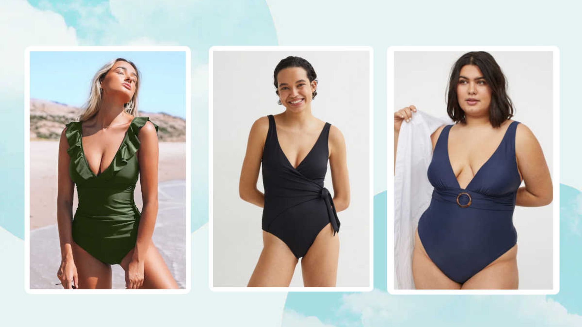 Delimira Womens Square Neck Tummy Control Underwire Plus Size One Piece Swimsuits
