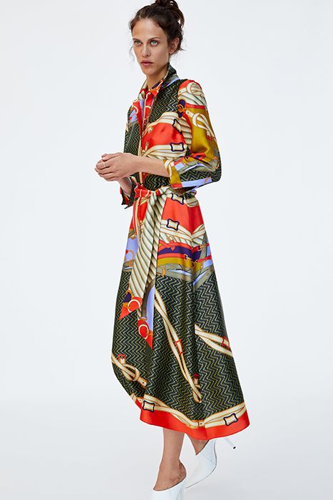 zara scarf print dress