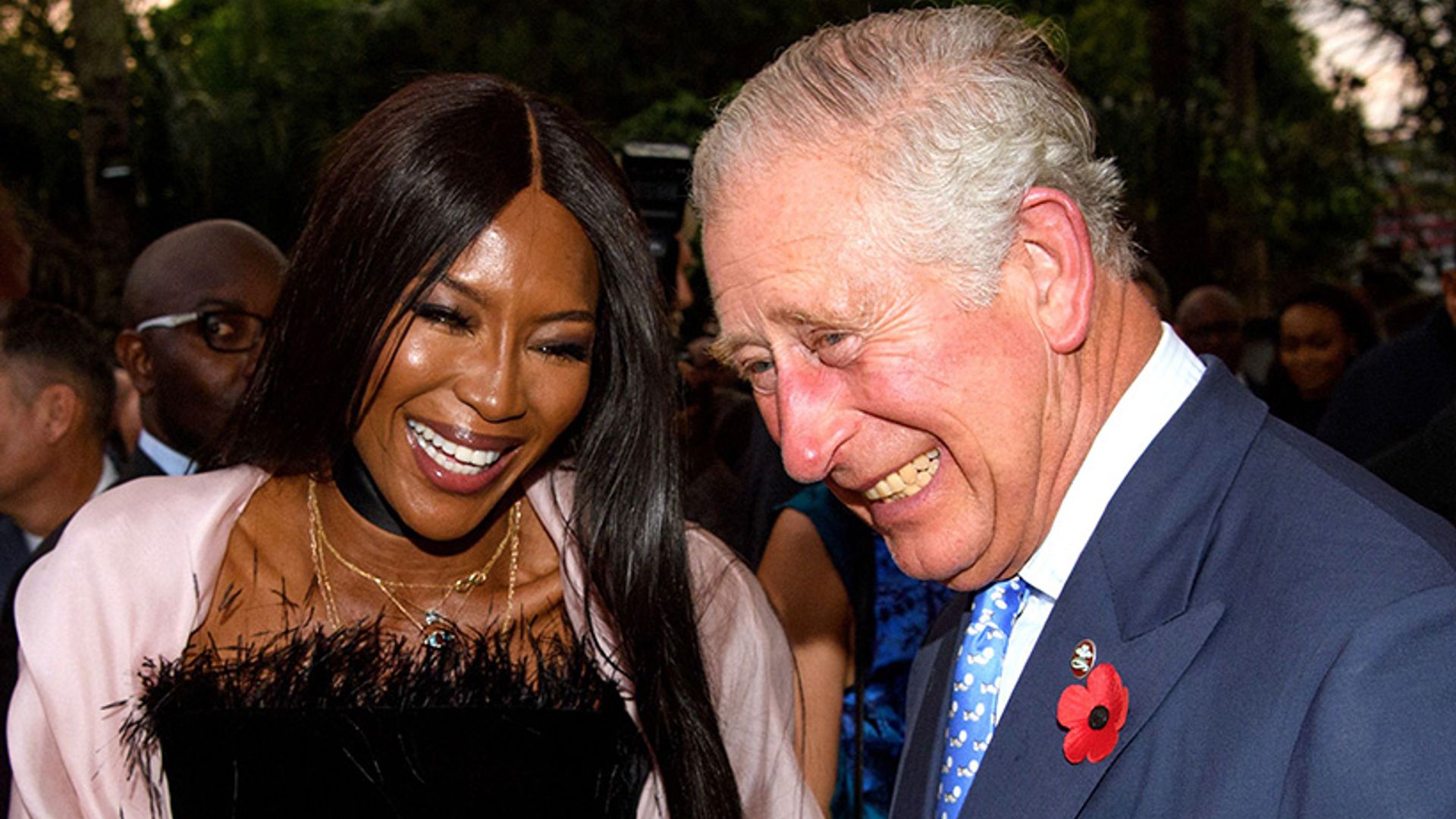 Naomi Campbell is glamorous in Ralph & Russo as she mingles with Prince Charles