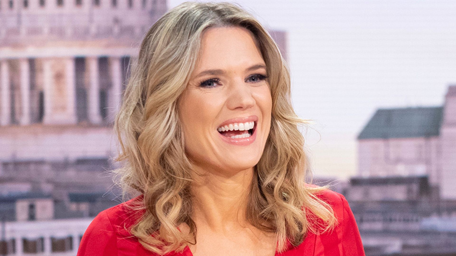Back with a bang! Charlotte Hawkins wows in red hot mini-dress - and it's by Lipsy
