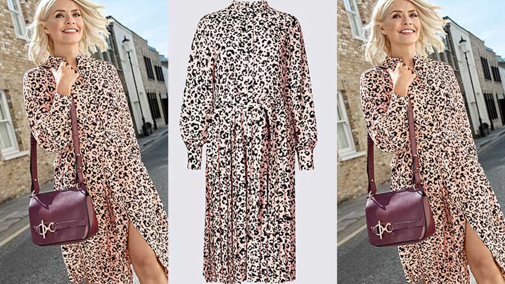 m&s pink leopard print dress