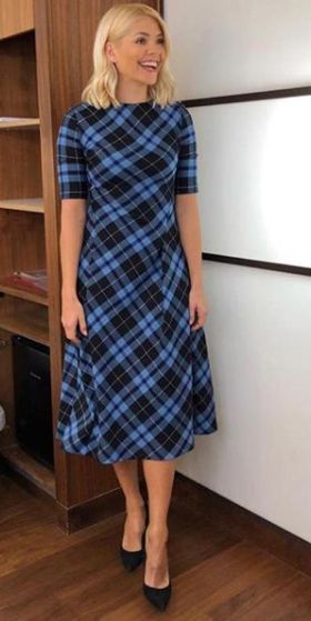 blue check dress zara