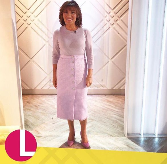 Lorraine Kelly's lilac tweed skirt is a 
