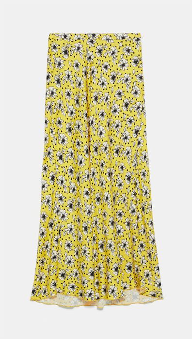 zara yellow floral skirt