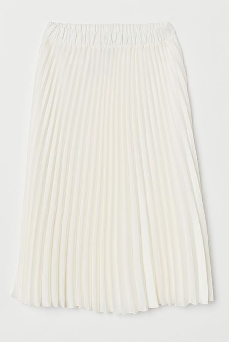 zara white pleated skirt