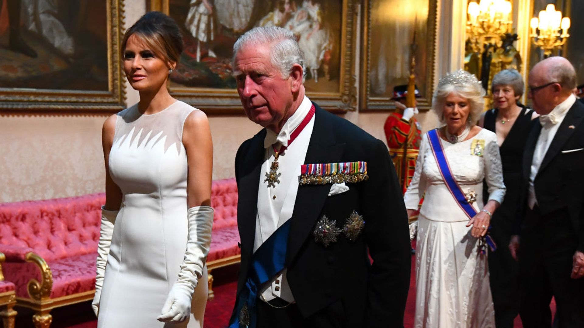 Melania, Ivanka and Tiffany Trump wear glamorous gowns for the Queen's state banquet