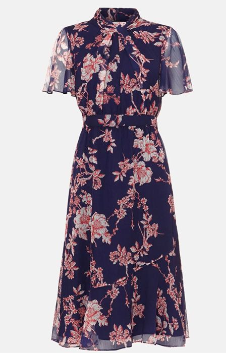 navy blue ☀ pink floral dress ...