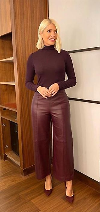 burgundy leather pants