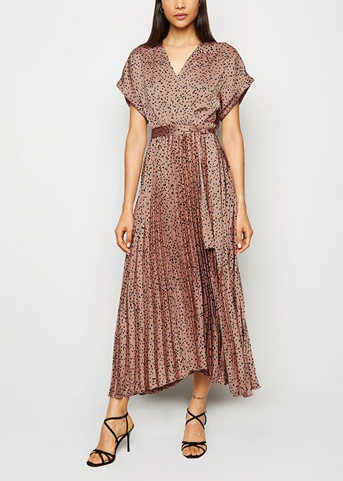 Satin leopard print dress
