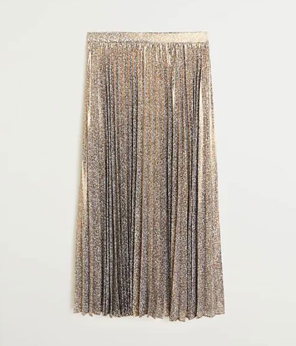 metallic pleated skirt zara