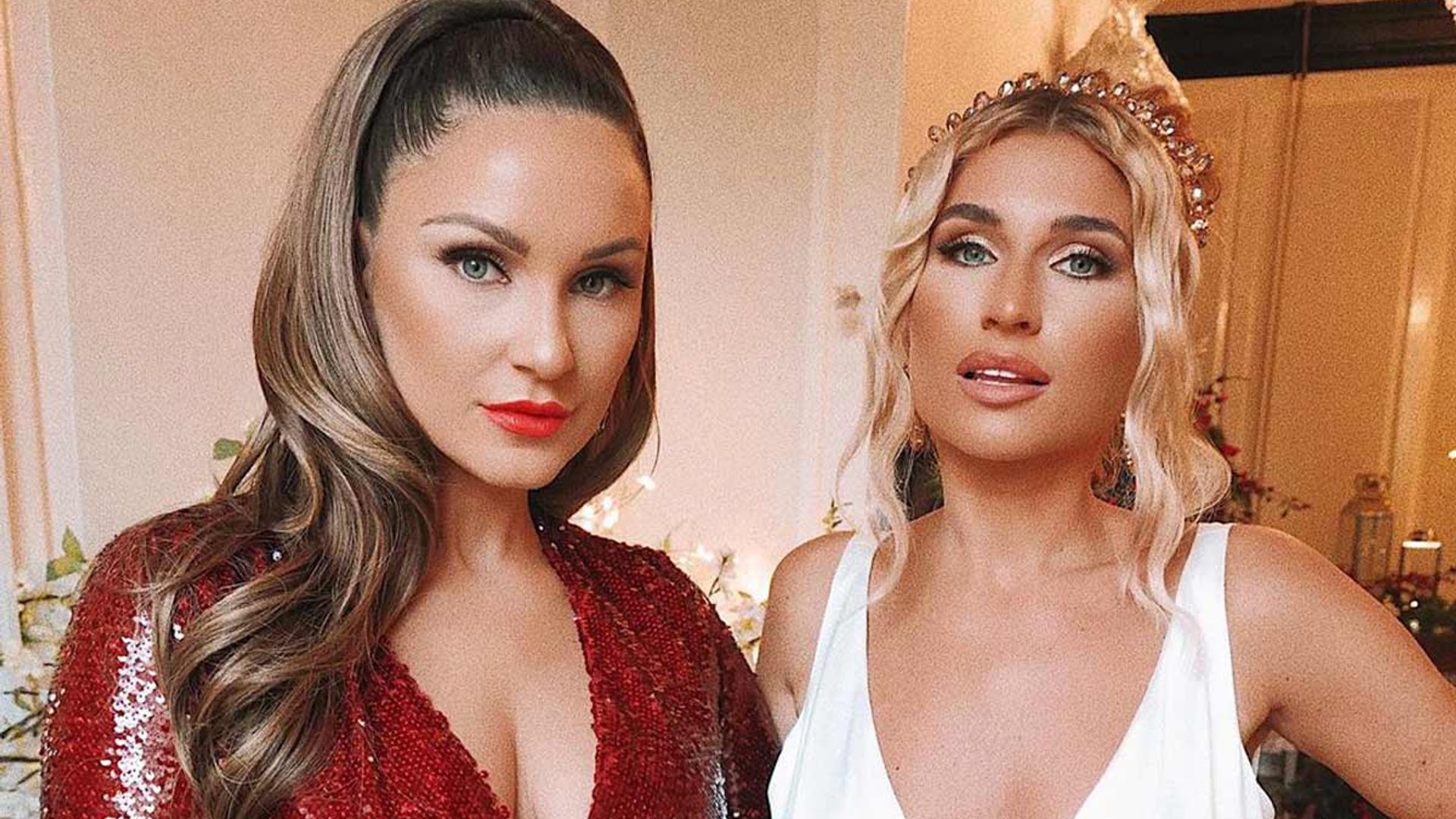 Sam Faiers channels Mrs Claus in a red feathered Zara dress