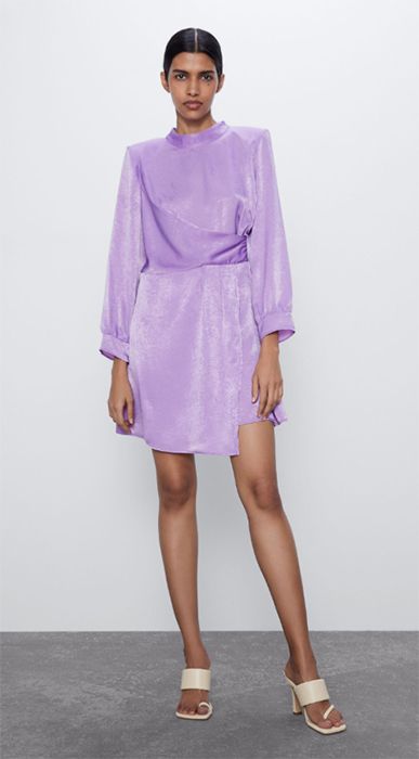 purple satin Zara dress 