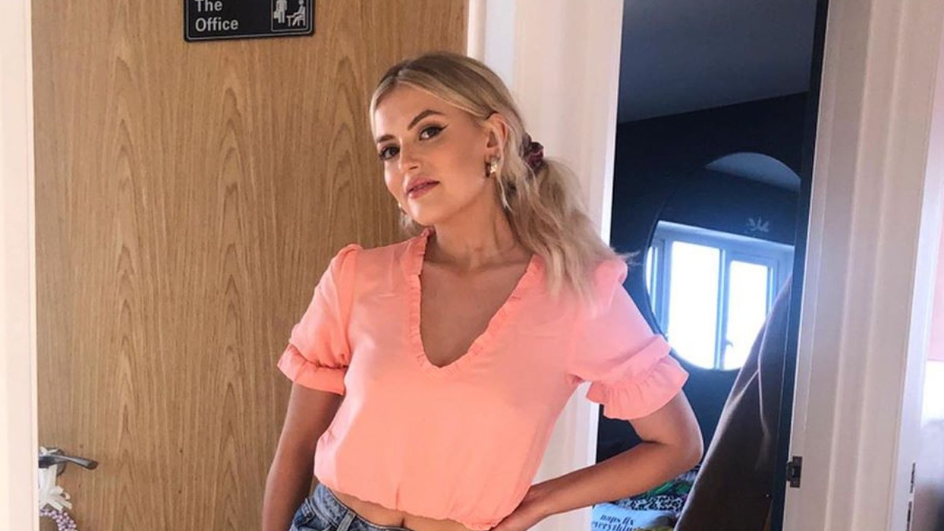 Coronation Street's Lucy Fallon looks perfect in a pretty pink Topshop blouse