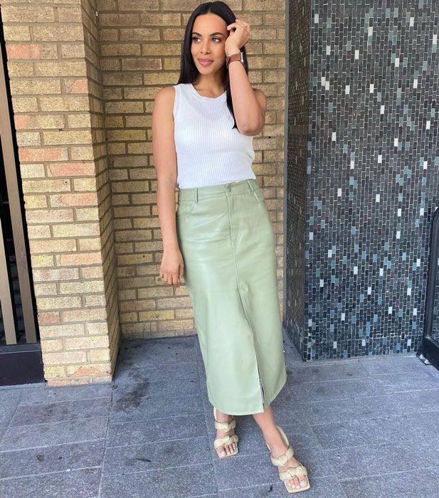 This Morning's Rochelle Humes wows in bright leather skirt | HELLO!