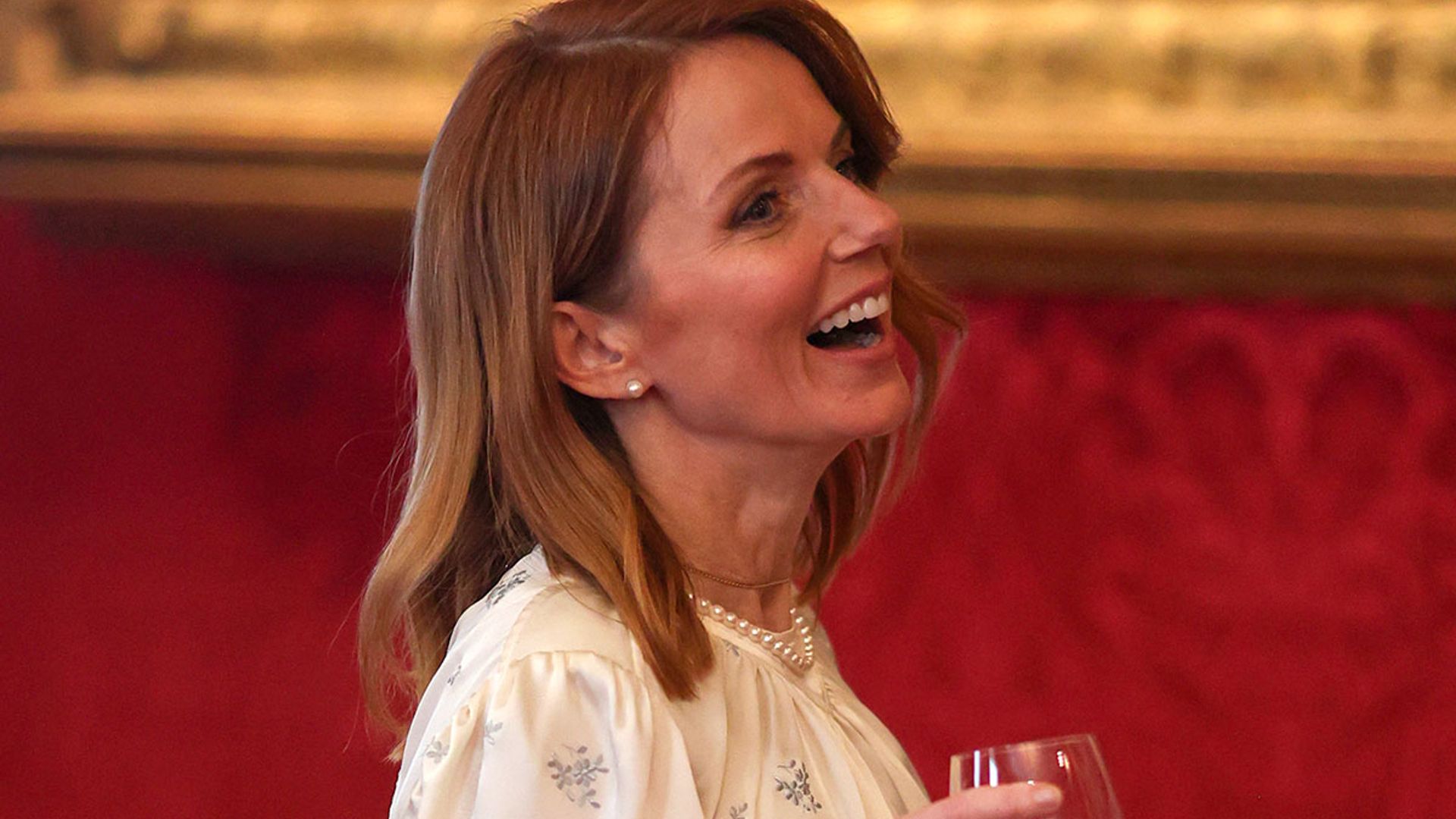 Geri Horner stuns in waist-cinching silk gown for royal outing