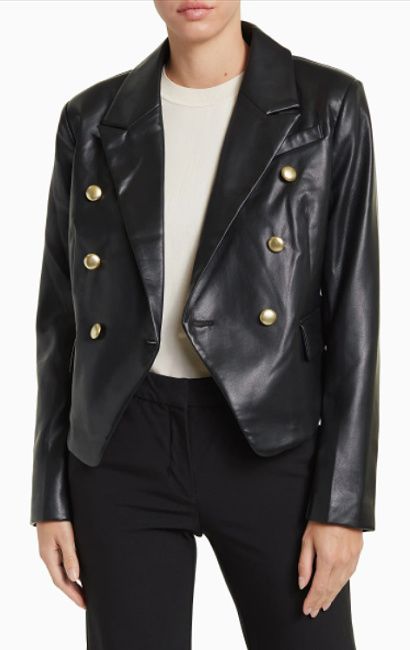 savannah guthrie black leather jacket with gold buttons nordstrom rack