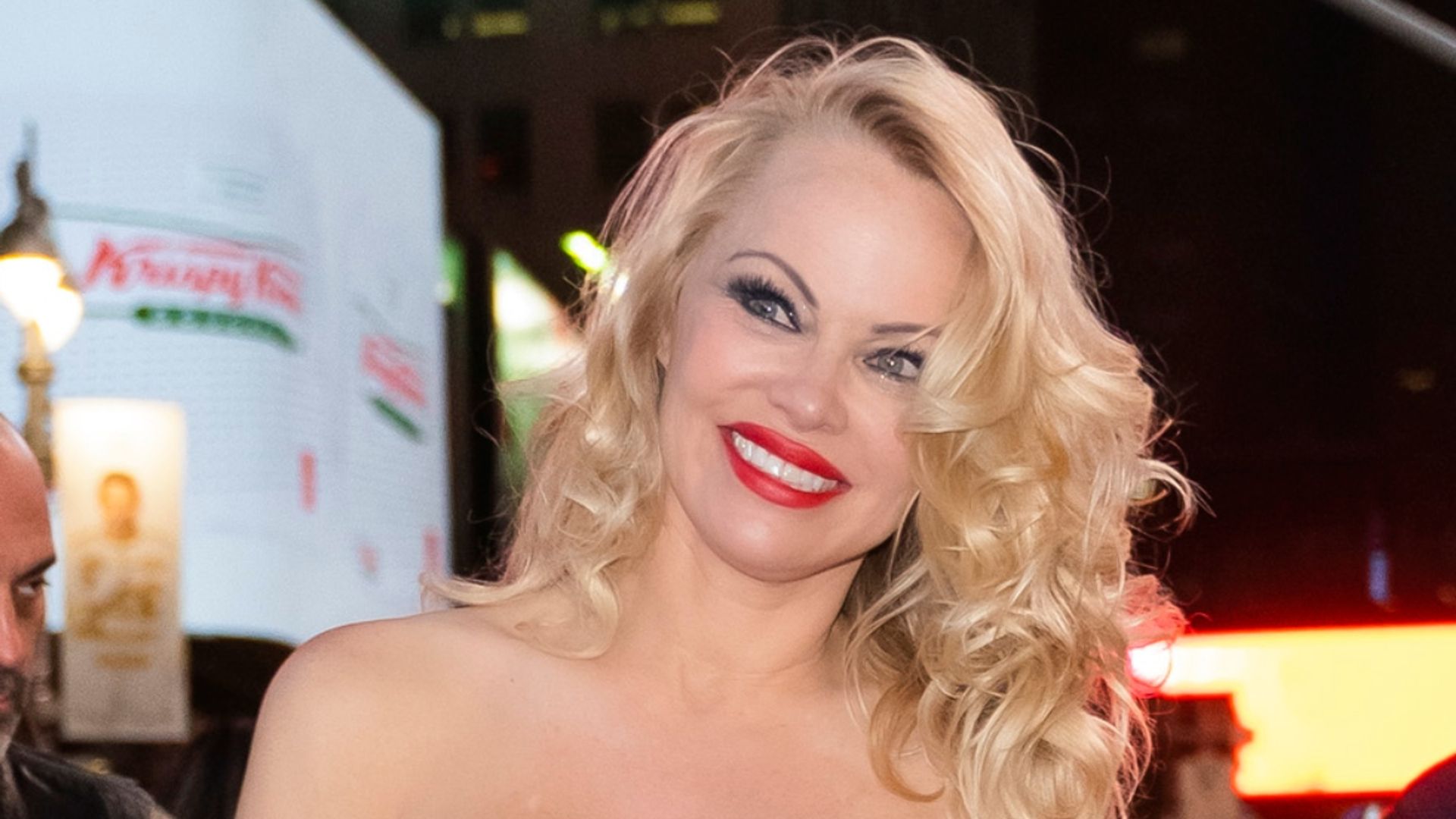 Pamela Anderson struts her stuff in breathtaking sleeveless black gown for night on the town