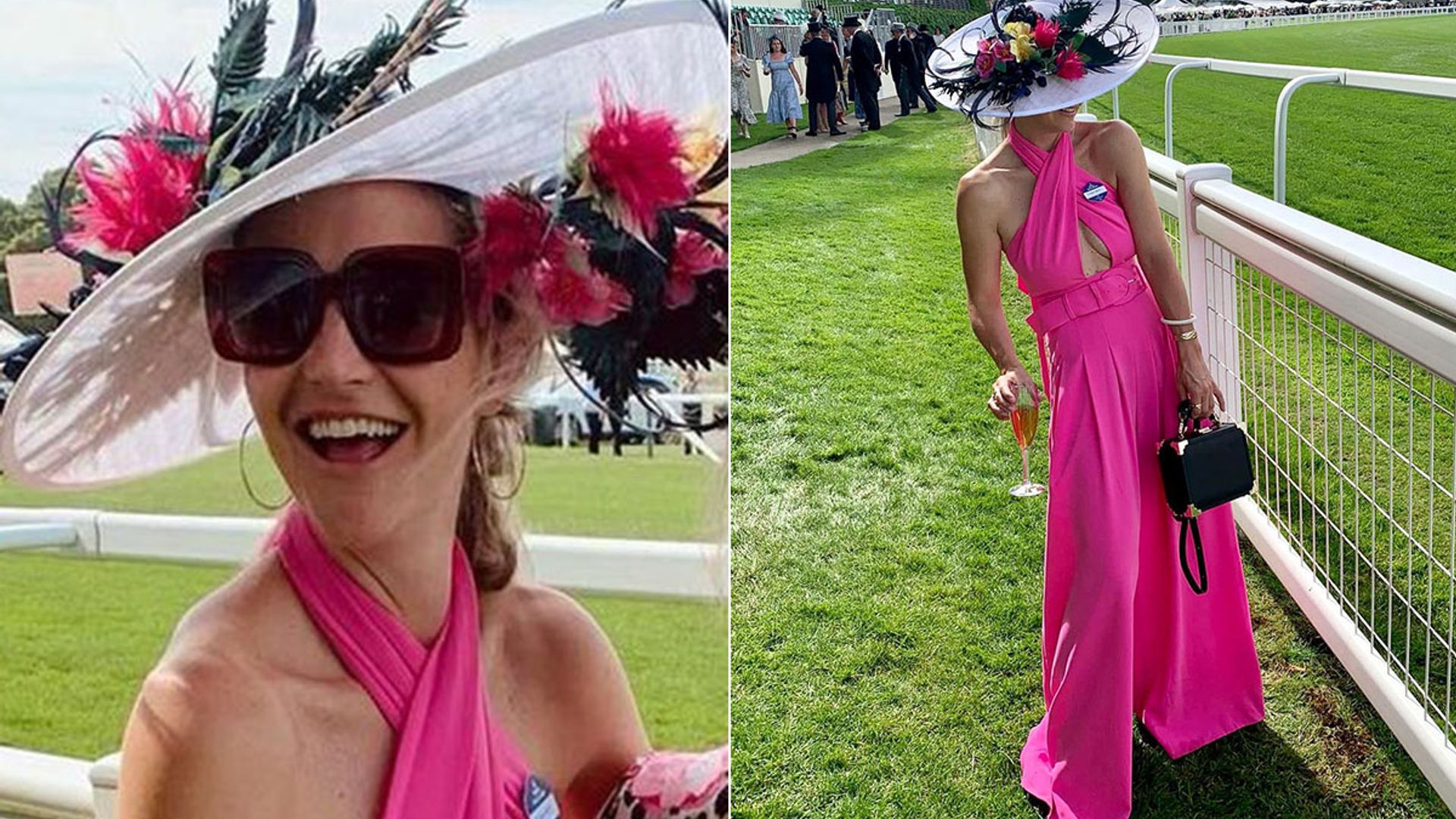 Newly-single Helen Skelton stuns in risqué pink jumpsuit at Royal Ascot