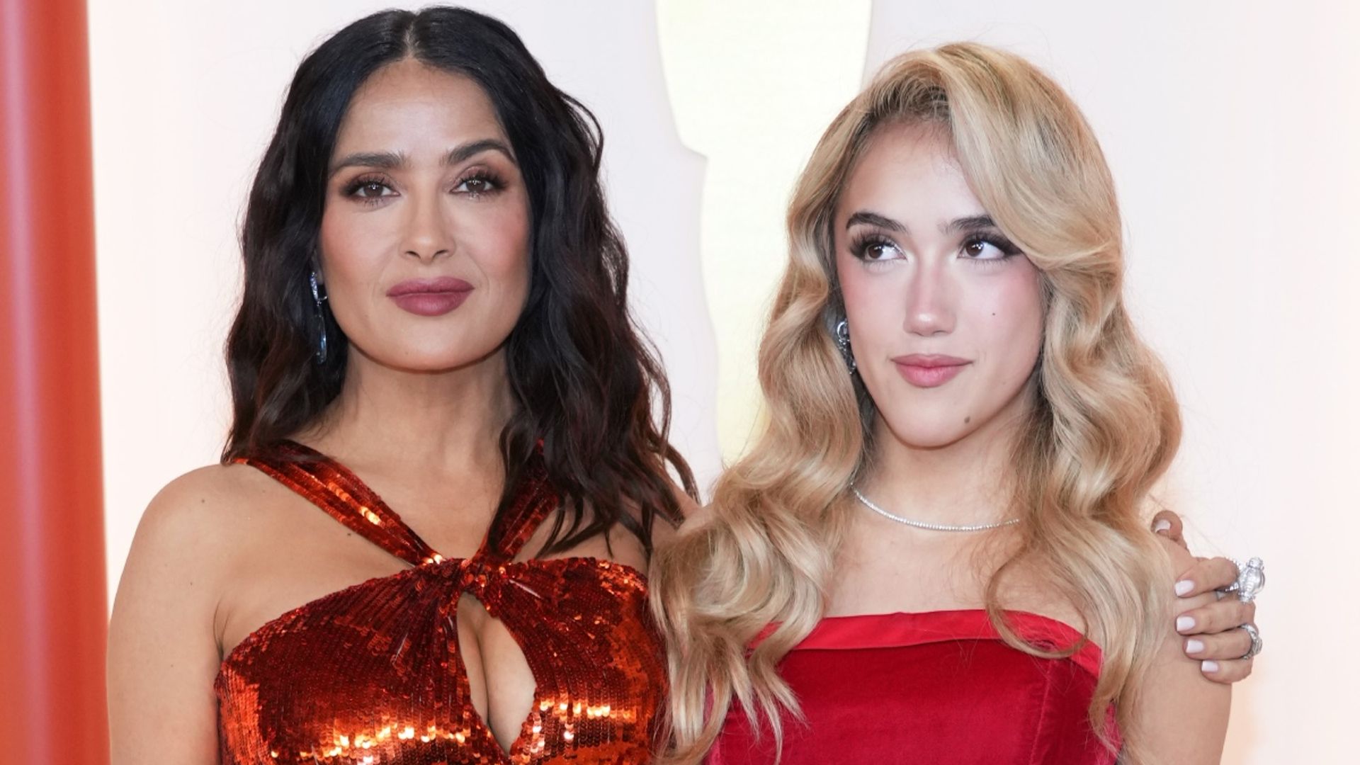 Salma Hayek and lookalike daughter Valentina twin in red-hot gowns at 2023 Oscars