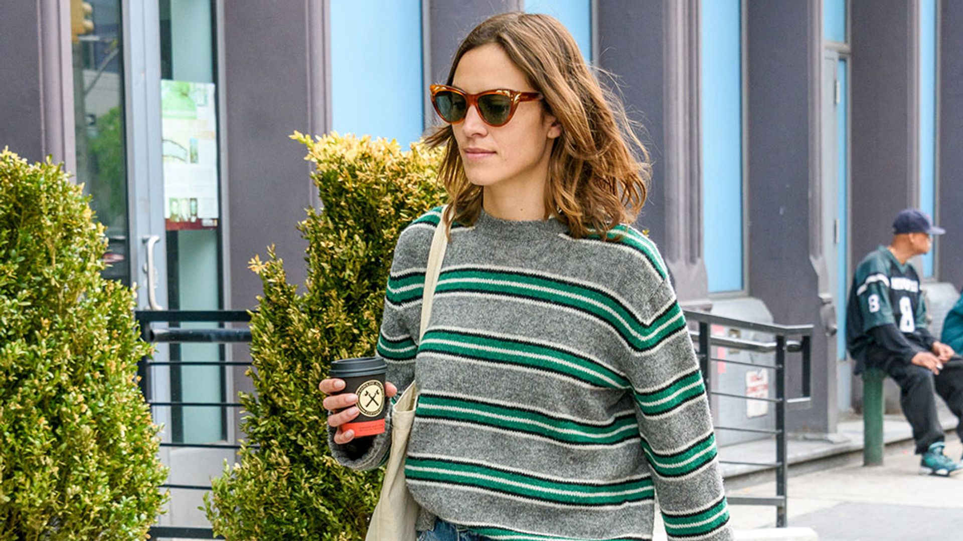 Alexa Chung looks cool in stripes as she steps out in New York