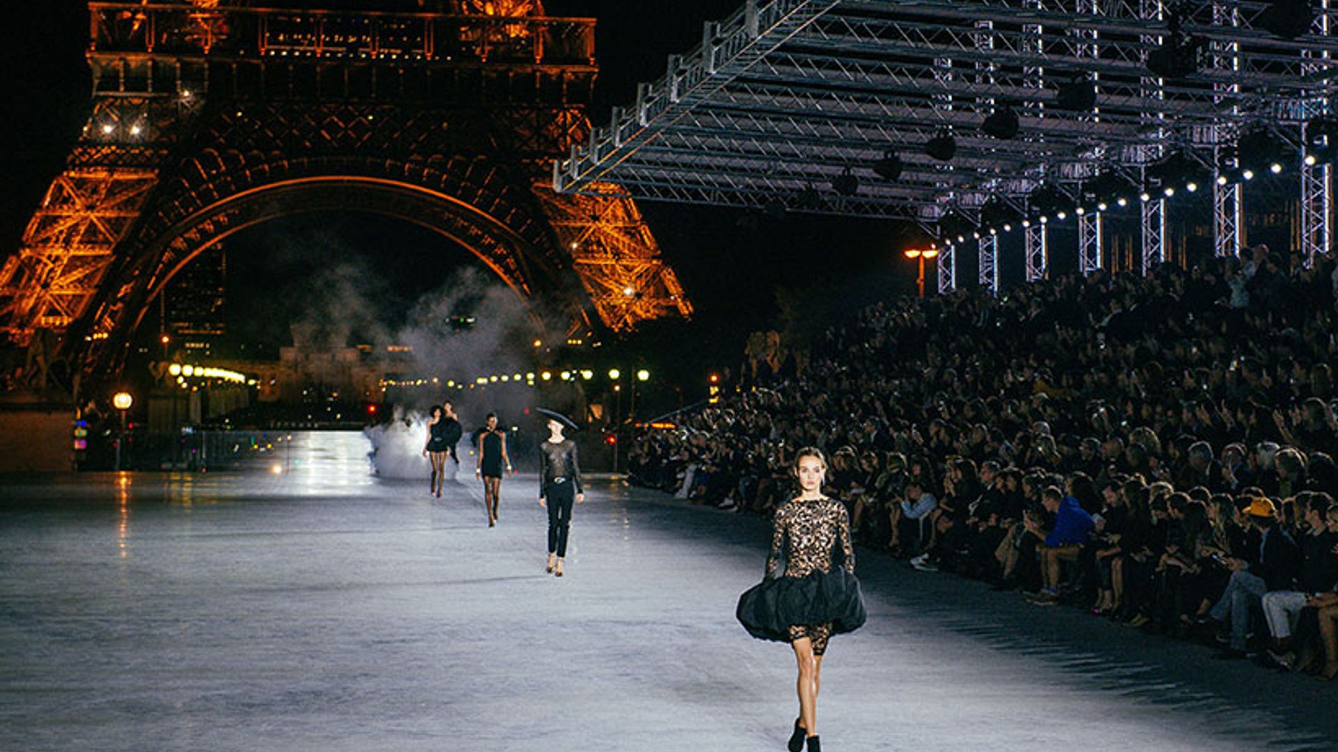 Saint Laurent stages fashion show underneath Eiffel Tower