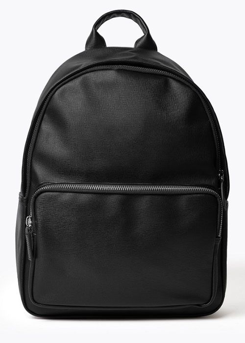 M&S black leather backpack