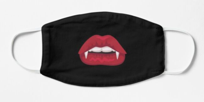 mouth with fangs face mask covering halloween