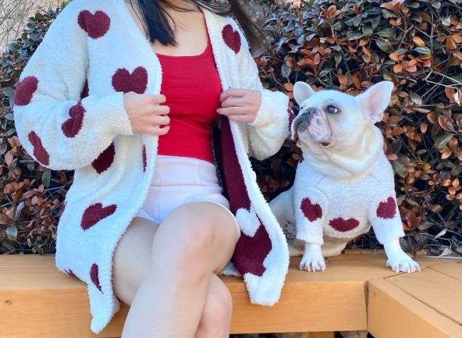 heart print sweaters with matching dog look etsy