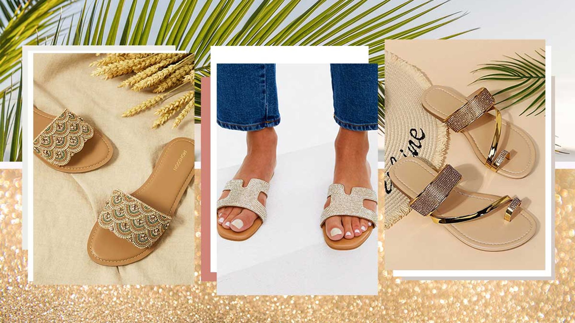 11 sparkly flat sandals to glam up your evening wear this summer