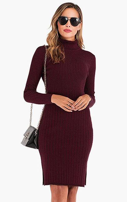 burgundy-knitted-dress-amazon