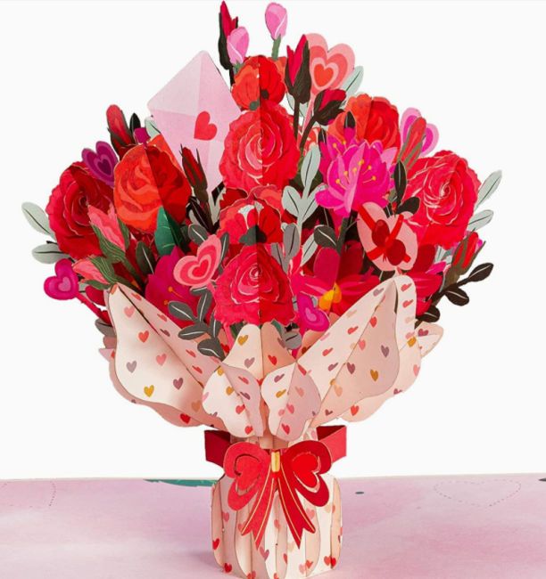 pop up card bouquet of flowers fast last minute valentine gift amazon