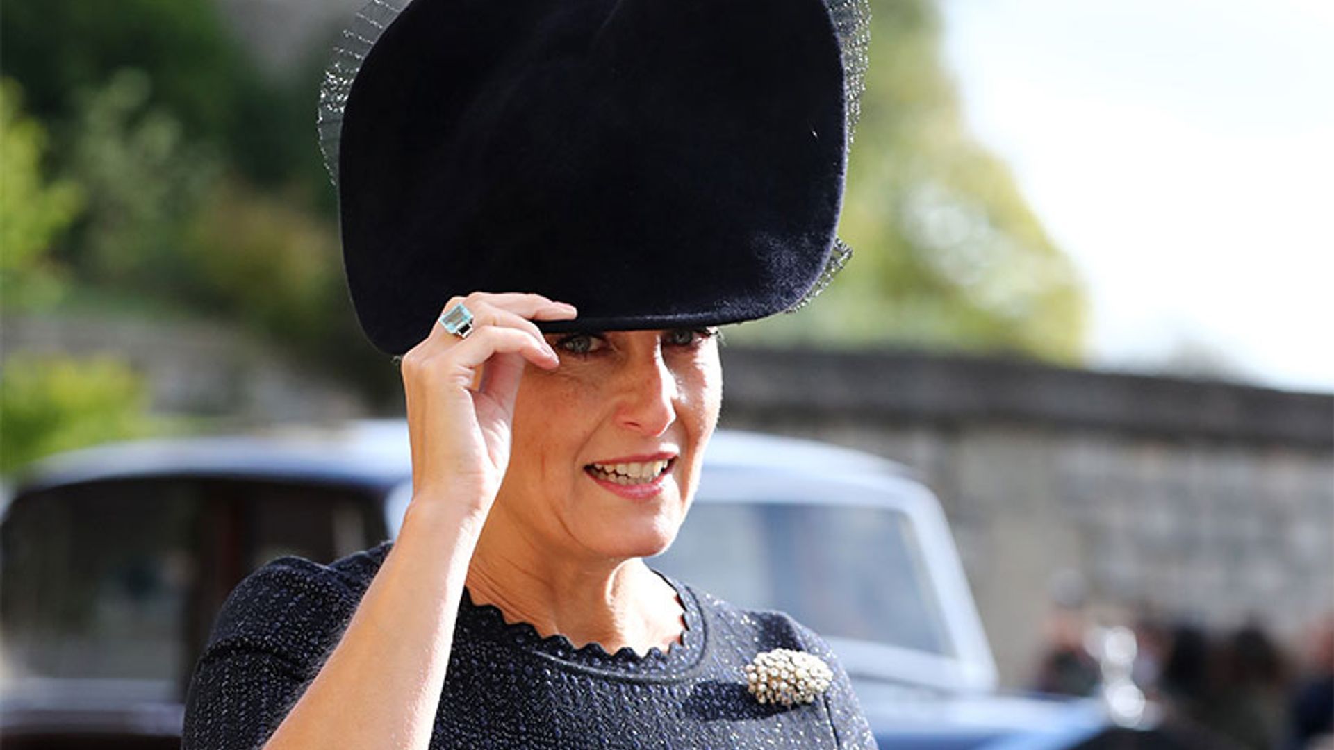 The Countess of Wessex wears a stunning Azzedine Alaia dress to the royal wedding of Princess Eugenie