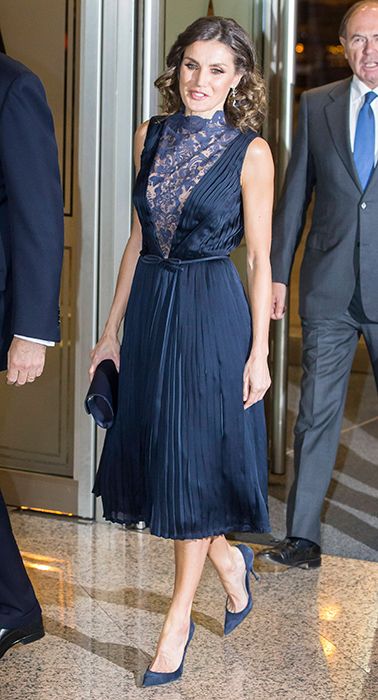 Queen Letizia of Spain shocks in plunging cocktail dress at Madrid ...